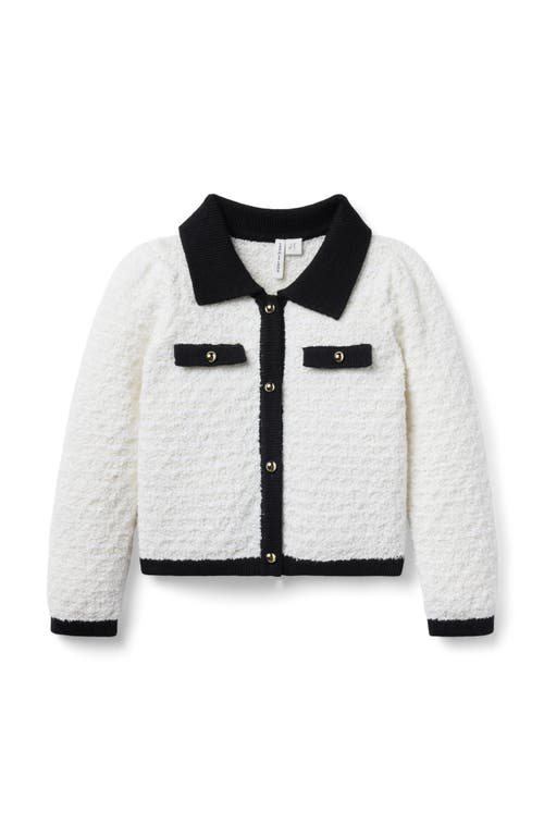 Janie And Jack The Textured Collared Cardigan In White