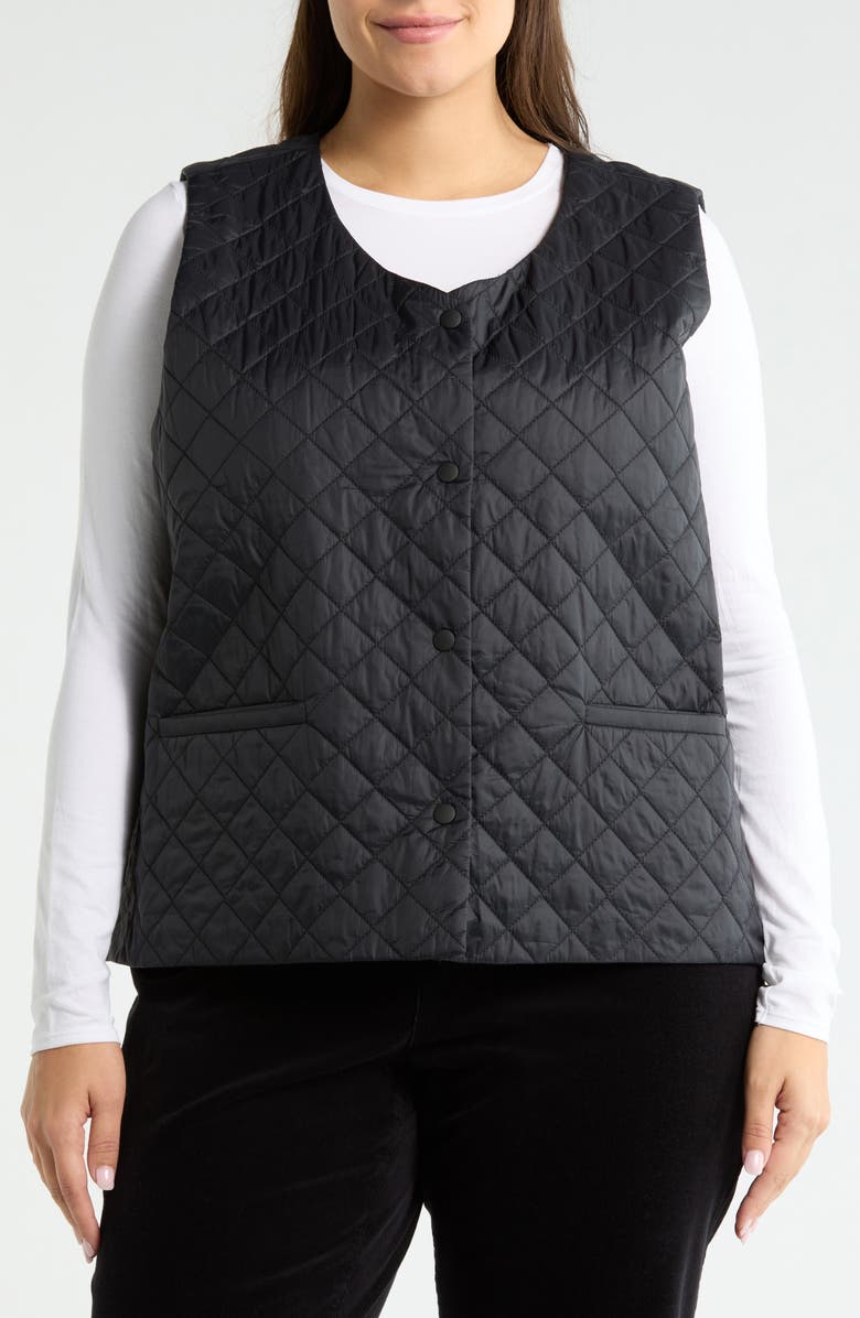 Eileen Fisher Diamond Quilted Recycled Nylon Vest, Alternate, color, 