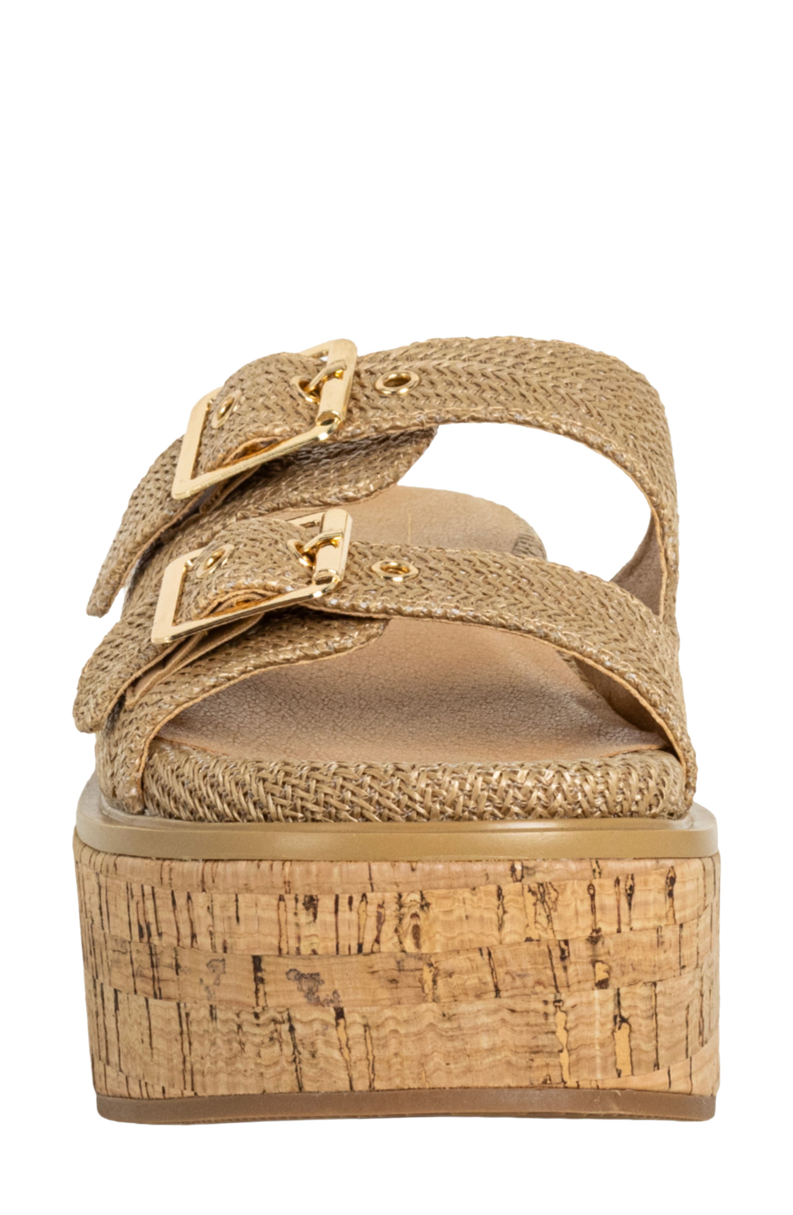 SHUSHOP Lucinda Platform Wedge Slide Sandal, Alternate, color, Natural Woven