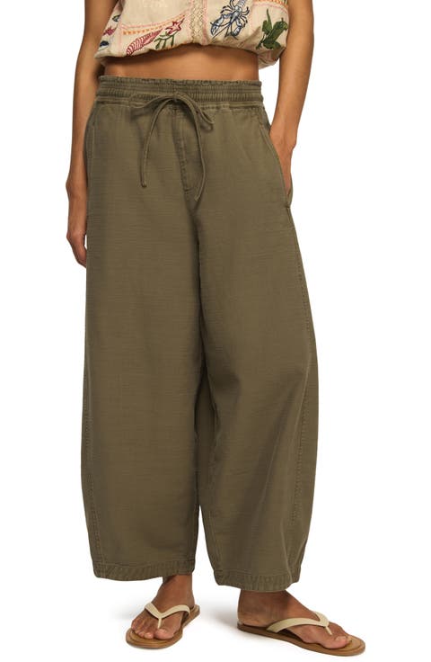 Stripe Cotton Blend Barrel Leg Pants