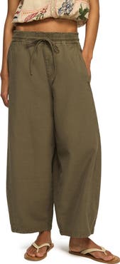 Lucky Brand Stripe Cotton Blend Barrel Leg Pants