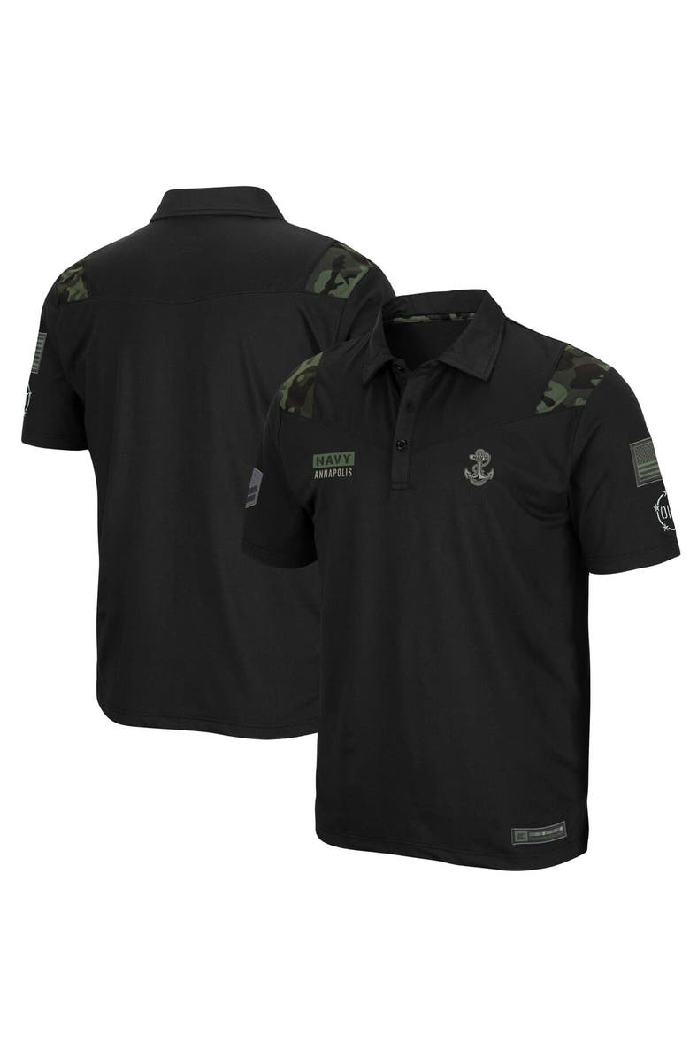 COLOSSEUM Men's Colosseum Black Navy Midshipmen OHT Military Appreciation Sierra Polo, Alternate, color,