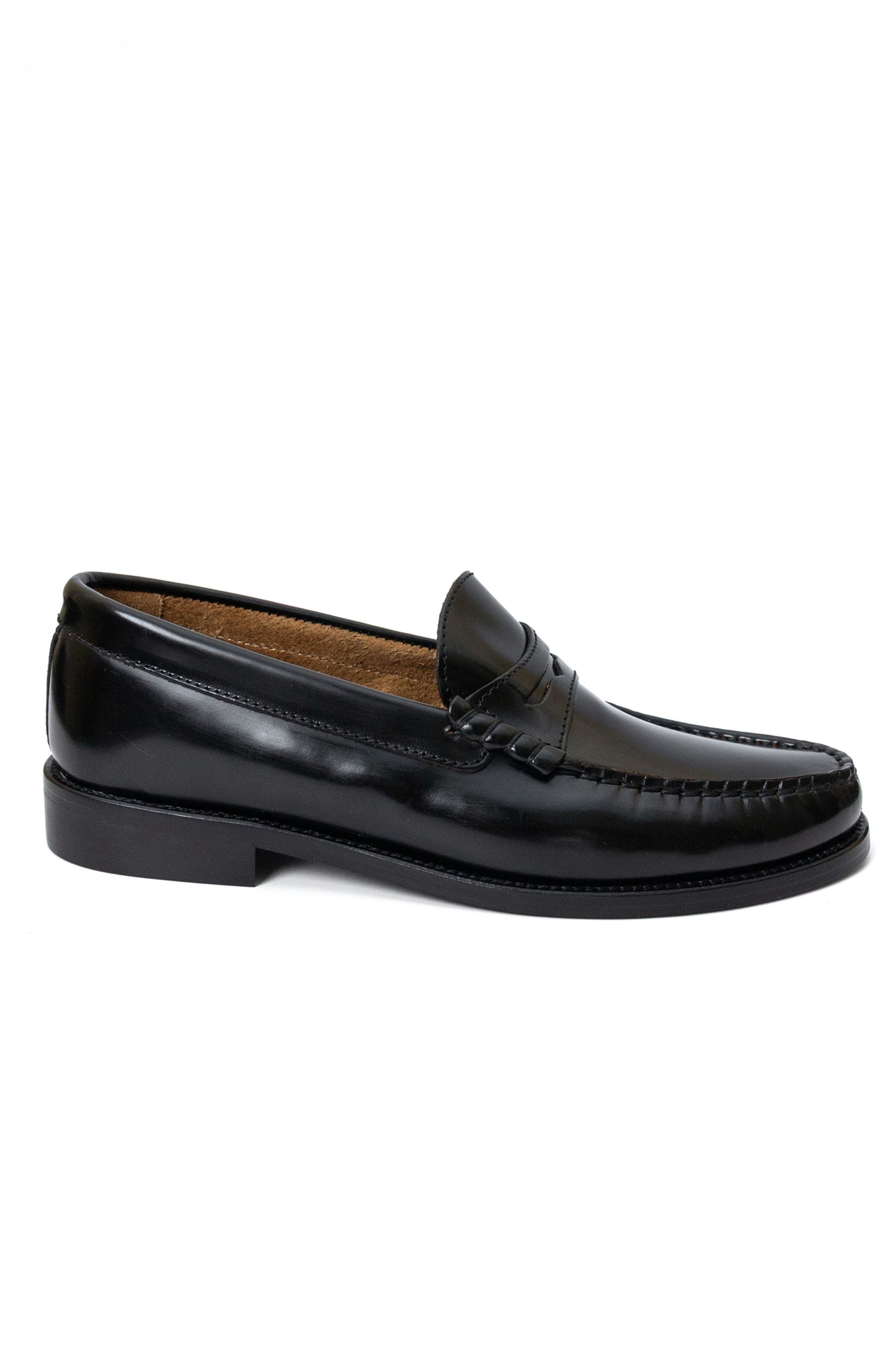 Menina Step Mila Leather Penny Loafer, Main, color, Black