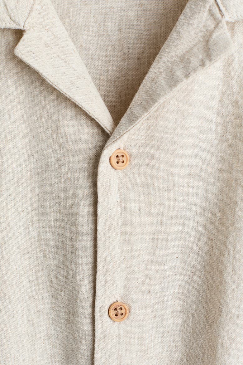 Linen-blend Resort Shirt, Alternate, color, Natural beige
