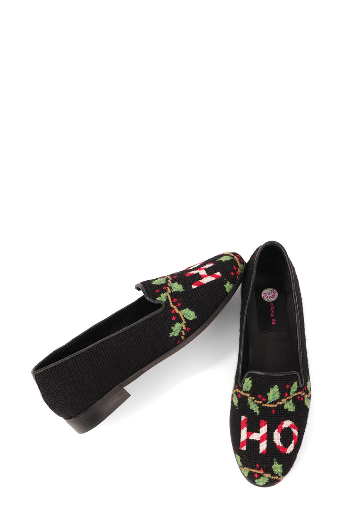 ByPaige Needlepoint Ho Ho Flat, Alternate, color, Ho Ho Loafer On Black