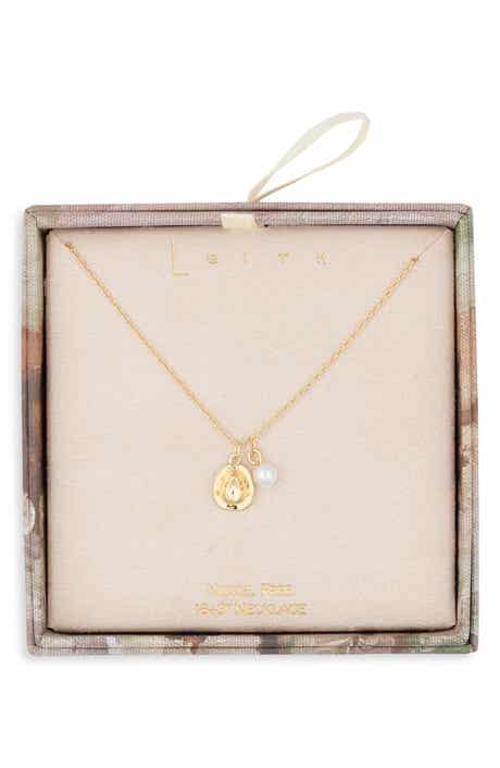 Cowboy Hat and Imitation Pearl Pendant Necklace
