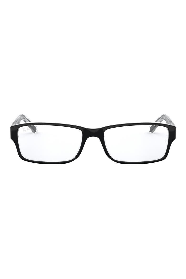 54mm Rectangular Blue Light Blocking Glasses, Main, color, BLACK