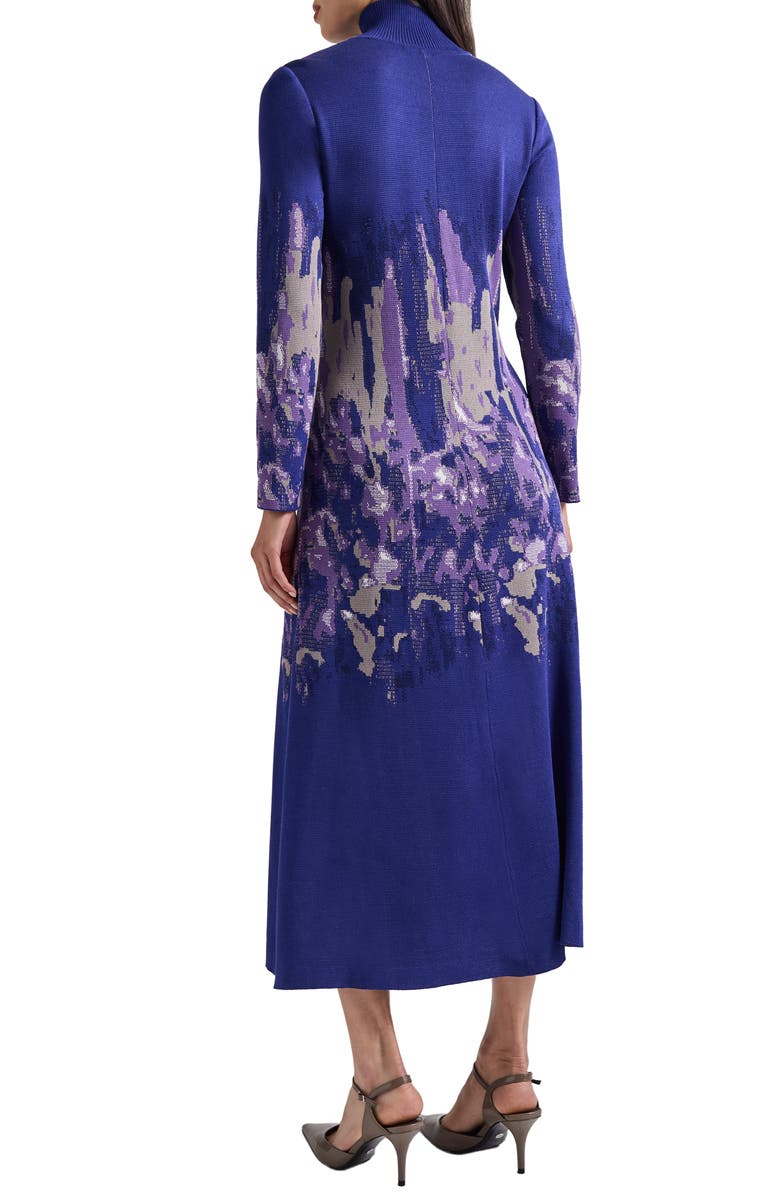 Misook Watercolor Long Sleeve A-Line Knit Dress, Alternate, color,