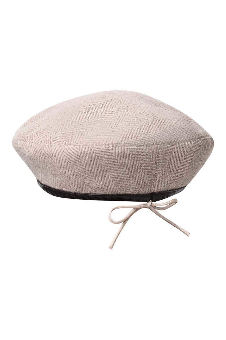 Herringbone Beret, Main, color, TAUPE CHEVRON
