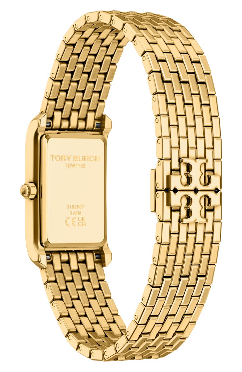 Tory Burch The Eleanor Slim Tank Bracelet Watch, 20mm x 34mm, Alternate, color, Gold/ White