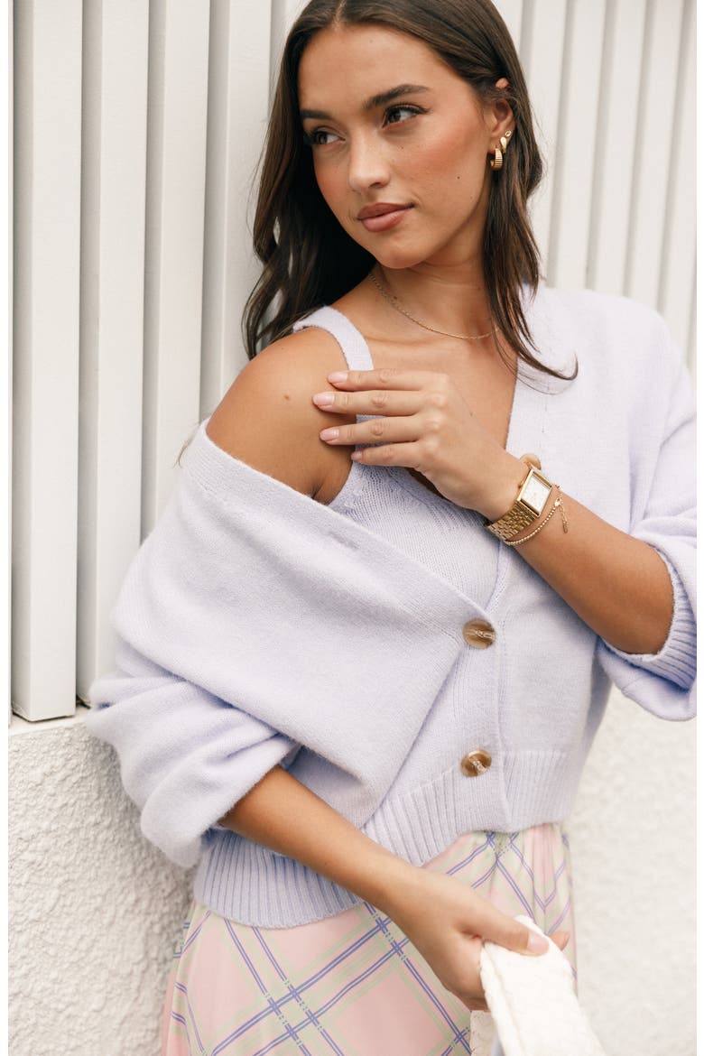 Isabel V-Neck Cardigan, Alternate, color, LIGHT/PASTEL PURPLE