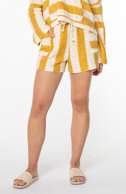 Sunny Coast Stripe Cotton Blend Shorts