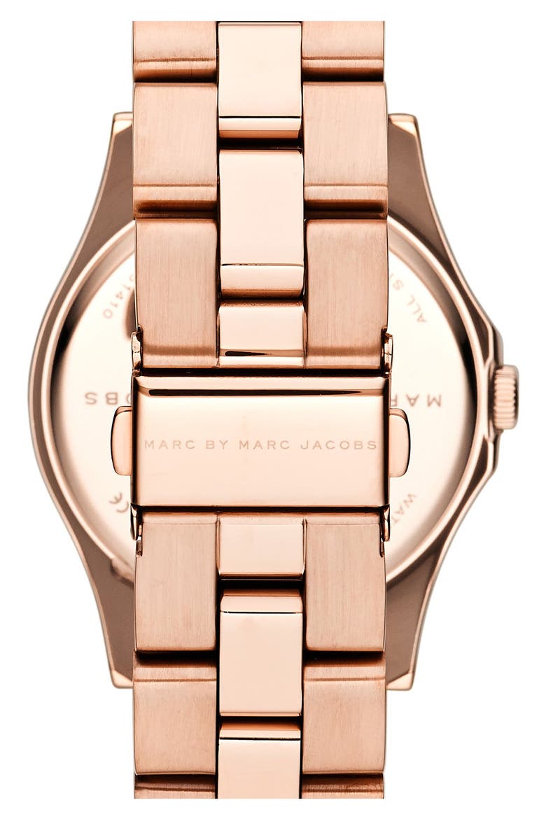 'Henry' Crystal Bezel Bracelet Watch, 40mm, Alternate, color, ROSE GOLD