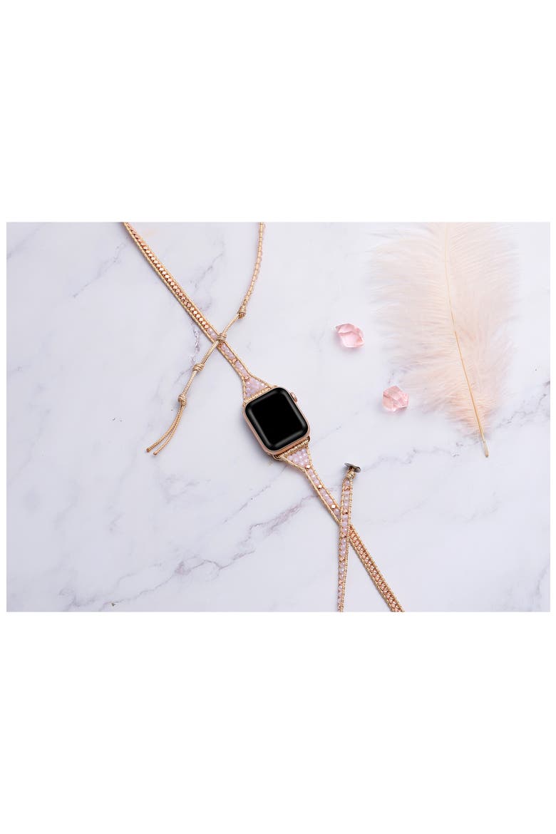 Beaded Wrap Apple Watch® Watchband, Alternate, color, ROSE GOLD / PINK