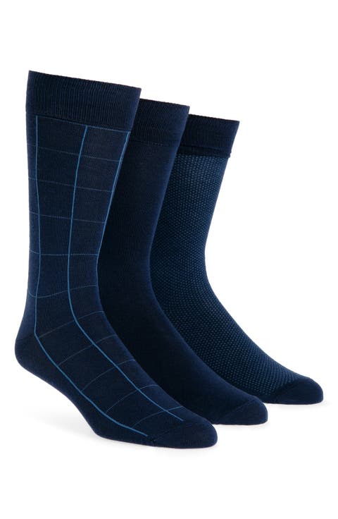 Assorted 3-Pack Cotton Blend Dress Socks