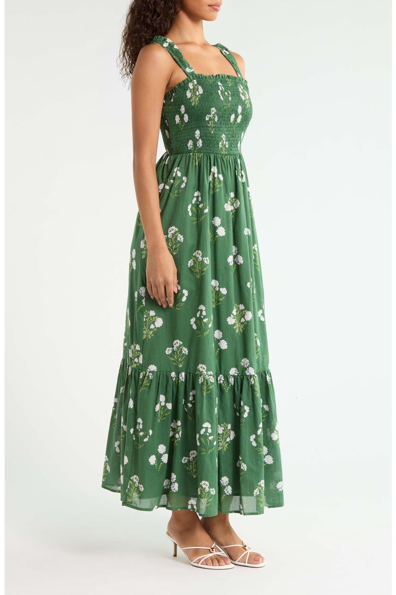 Kestrel Placed Floral Cotton Maxi Sundress, Alternate, color, CREAM-GREEN