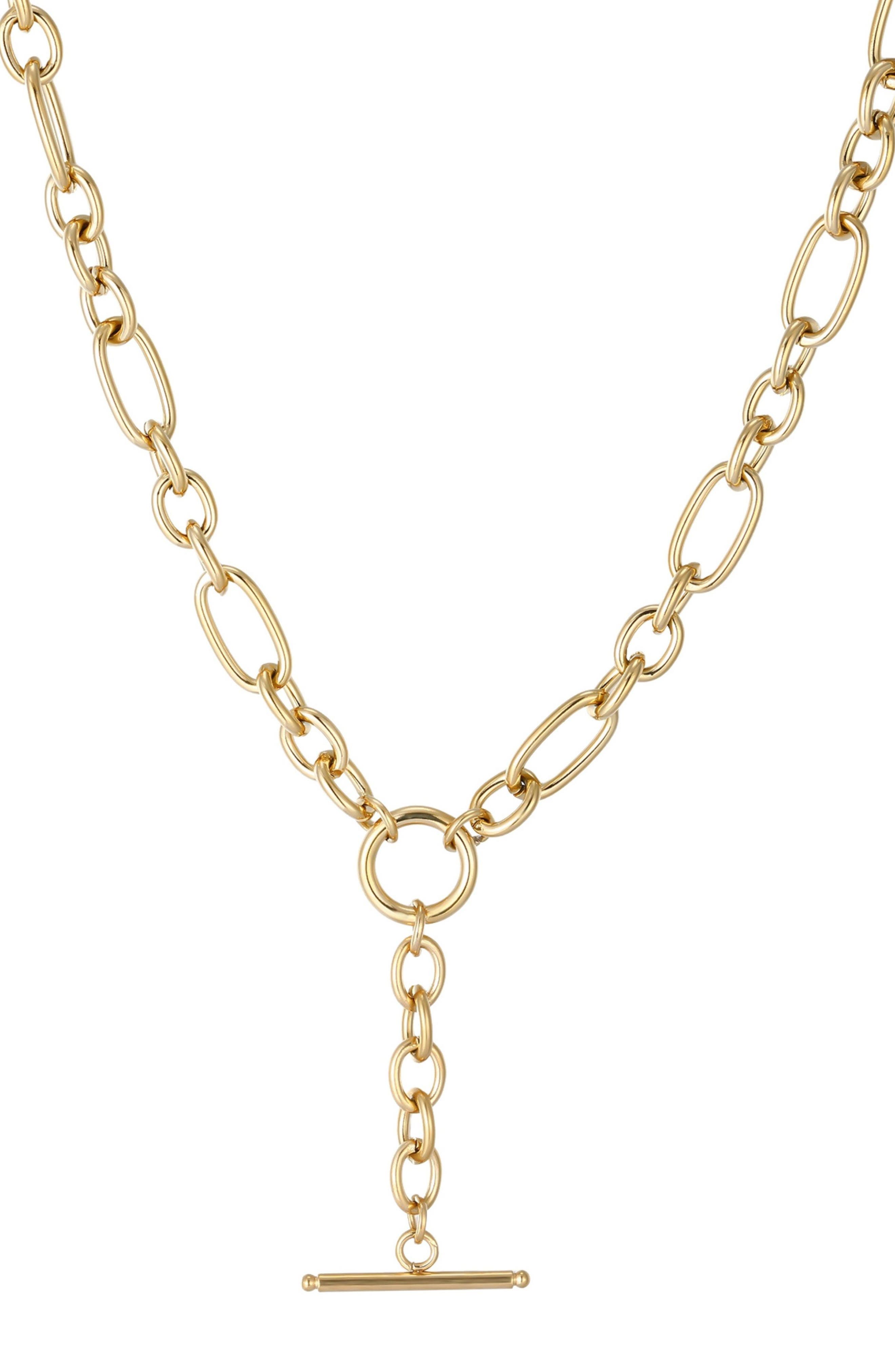 Adornia 18K Gold Plated Bar Pendant Y-Necklace