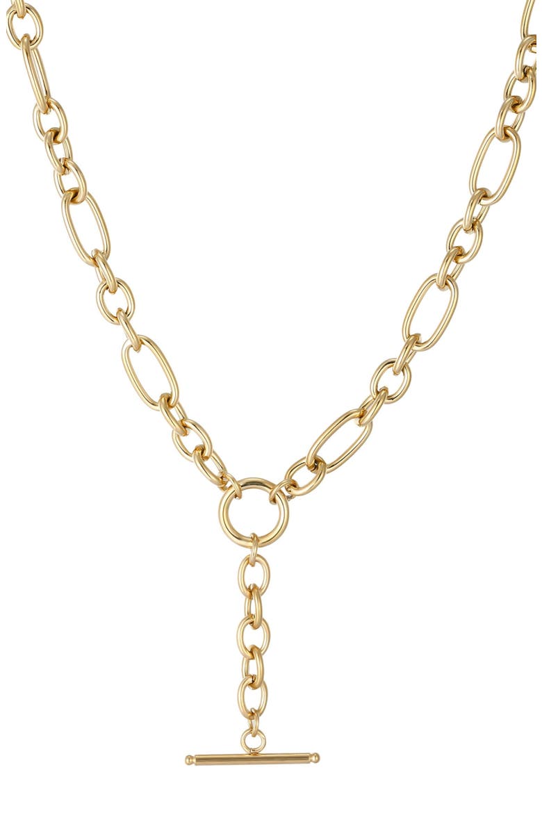 18K Gold Plated Bar Pendant Y-Necklace, Main, color, GOLD