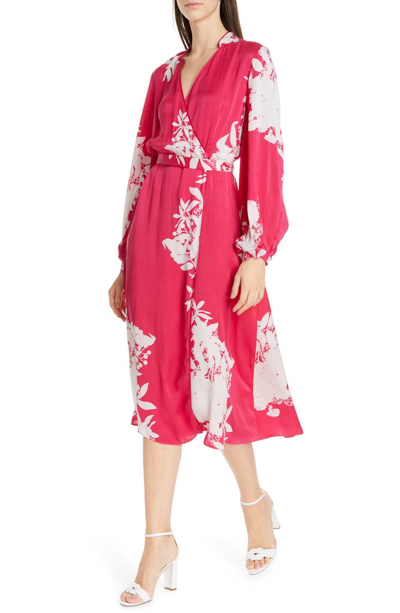 Equipment Andrese Silk Blend Wrap Long Sleeve Dress, Alternate, color, 