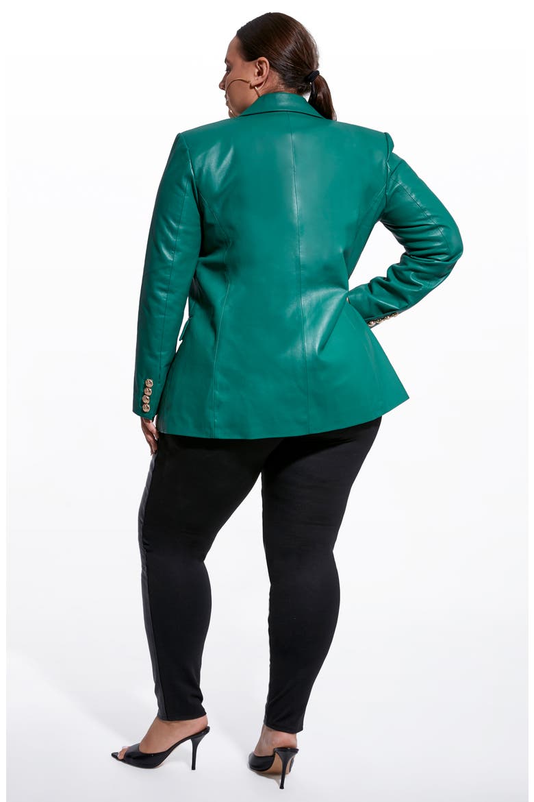 Beck Recycled Leather Blazer, Alternate, color, EVERGREEN