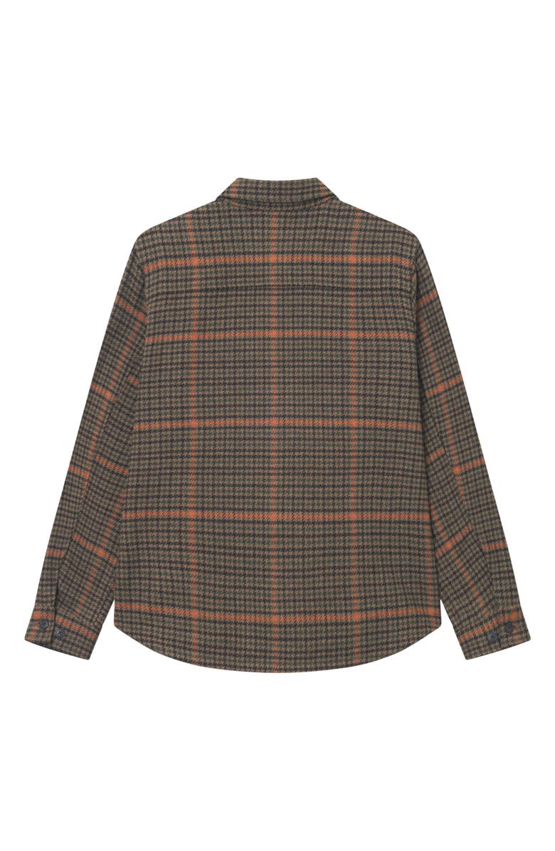 Les Deux Kody Houndstooth Wool Blend Overshirt, Alternate, color, Teak