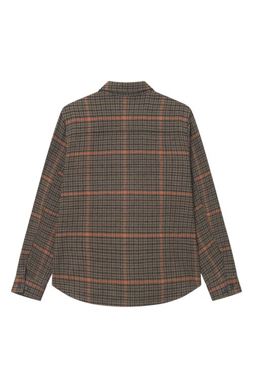 Les Deux Kody Houndstooth Wool Blend Overshirt In Green