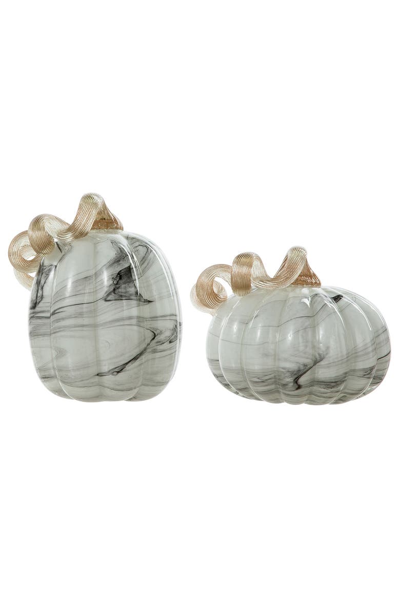 Glitzhome Set of 2 Glass Short Pumpkins, Alternate, color, 
