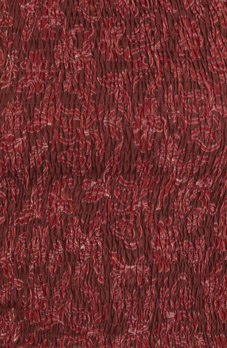 Petal & Pup Alberta Shirred Crop Top, Alternate, color, Burgundy Paisley