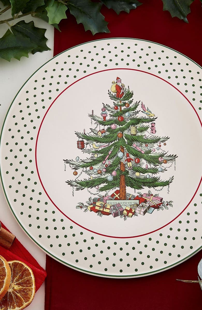 Spode Christmas Tree Polka Dot Cake Plate, Alternate, color, 
