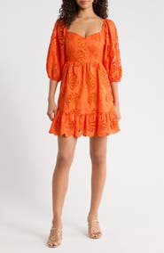 SUGARLIPS Sequin Detail Cotton Eyelet Babydoll Dress