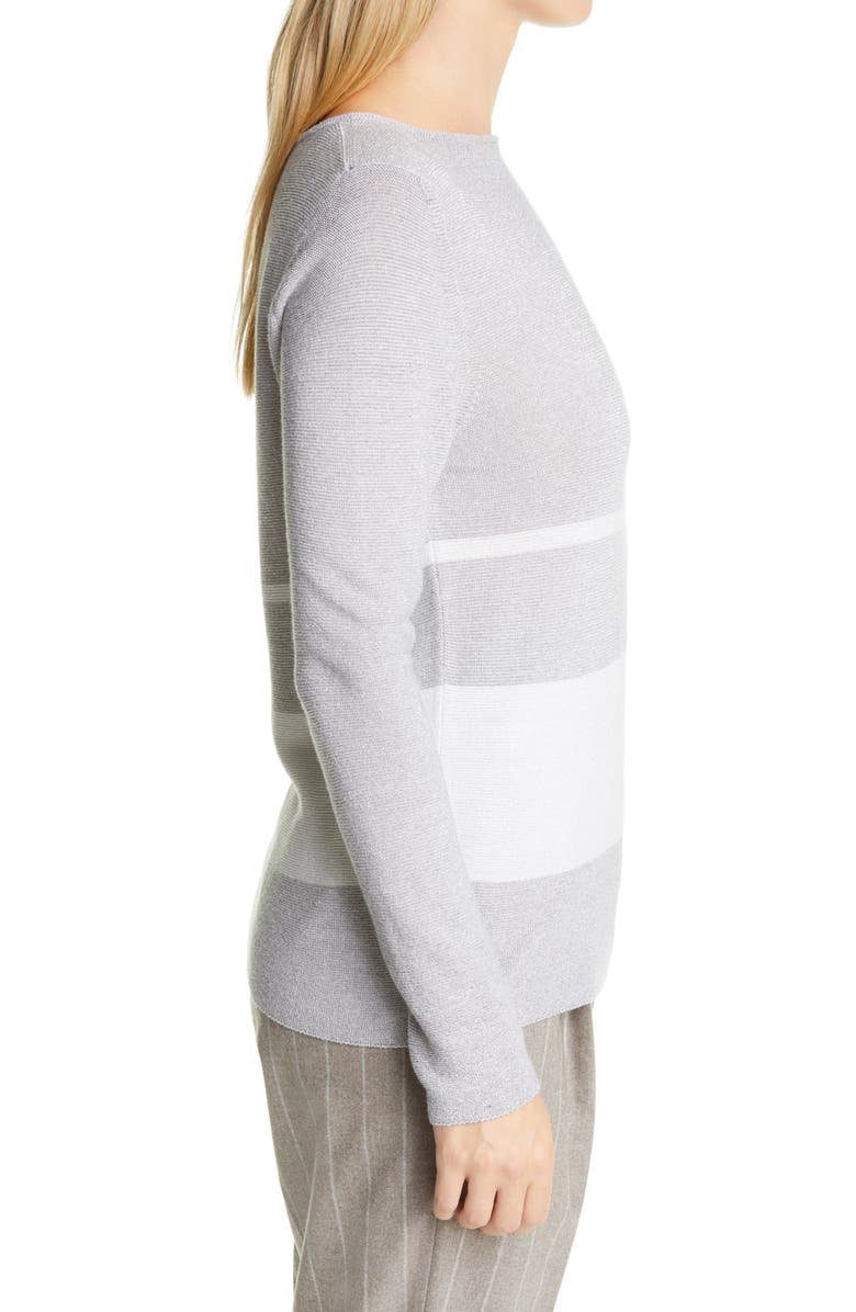 Fabiana Filippi Metallic Stripe Wool Blend Sweater, Alternate, color,