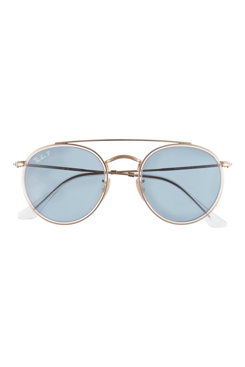 51mm Polarized Round Sunglasses, Main, color, GOLD FLASH