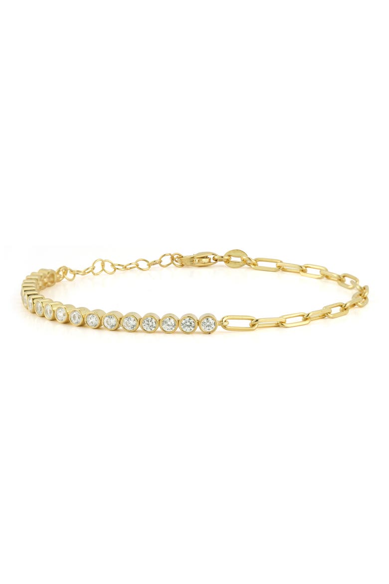 Cubic Zirconia Paper Clip Chain Bracelet, Main, color, GOLD