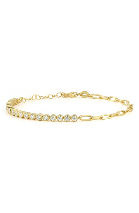Cubic Zirconia Paper Clip Chain Bracelet