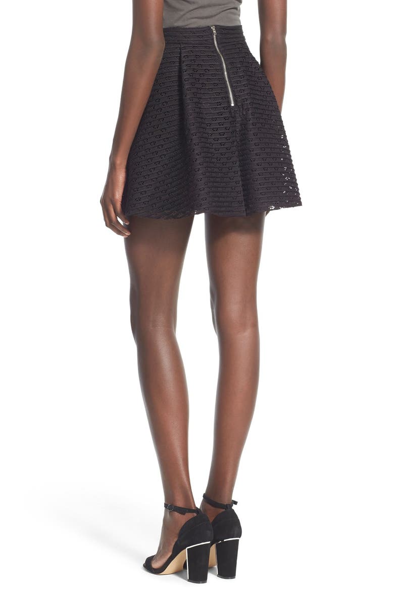 Pleated Fit & Flare Miniskirt, Alternate, color, BLACK