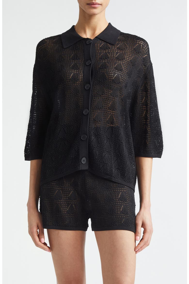 Siani 3D Shell Knit Cardigan, Main, color, BLACK