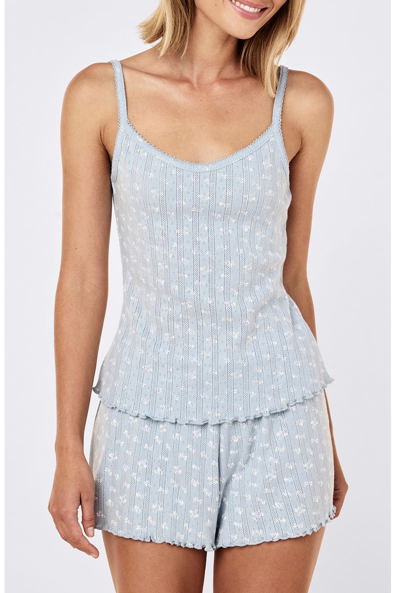 Imogen Cotton Pointelle Pajama Shorts, Alternate, color, CELESTIAL BLUE