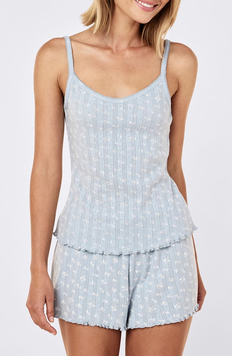 Papinelle Imogen Cotton Pointelle Pajama Shorts, Alternate, color, Celestial Blue