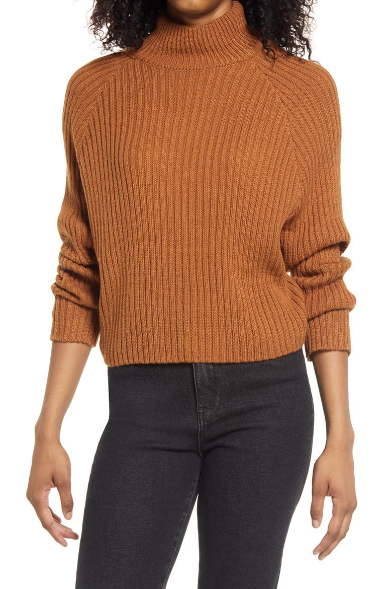 Open Back Mock Neck Sweater, Main, color, TAN DALE