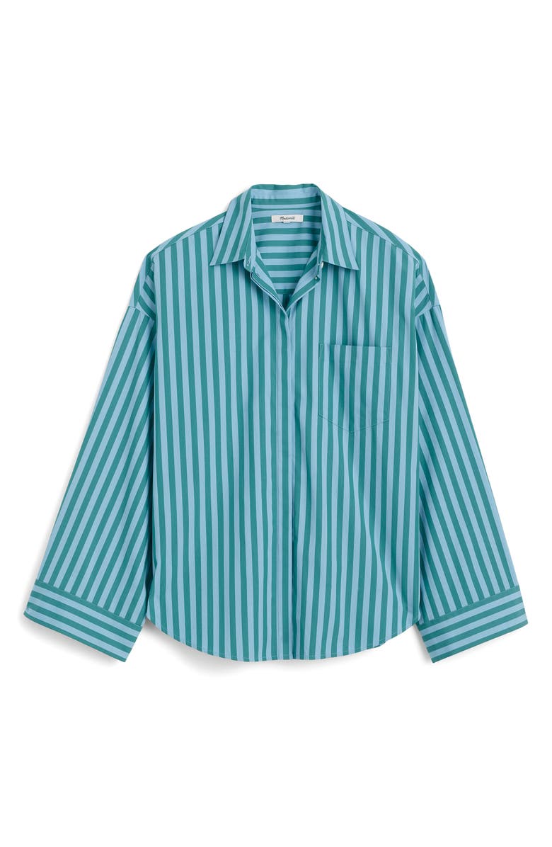 Madewell Stripe Boxy Button-Up Shirt, Alternate, color, Bayside Stripe/ Cool Aqua