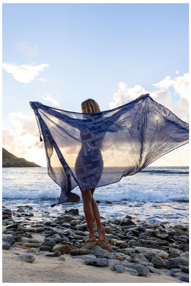 Cotton Saline Pareo, Alternate, color, Navy