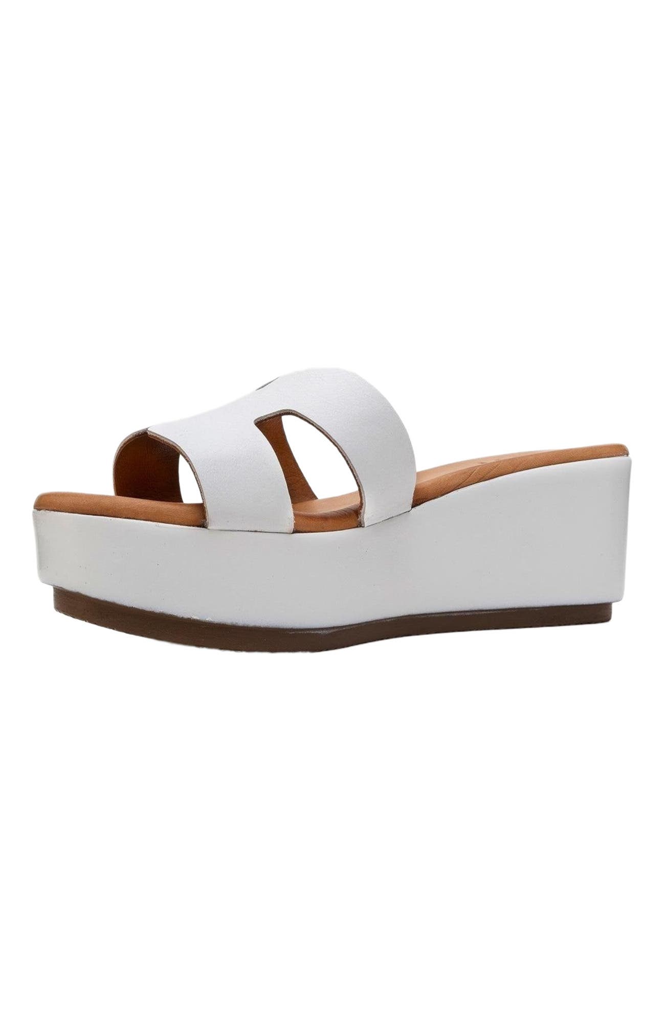 Forever 
Always Shoes Lia Leather Platform Sandal, Alternate, color, White Leather