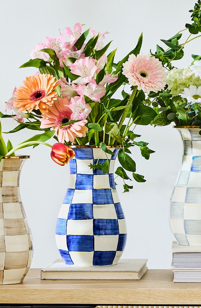 MACKENZIE CHILDS Royal Check Enameled Steel Tall Vase, Alternate, color,