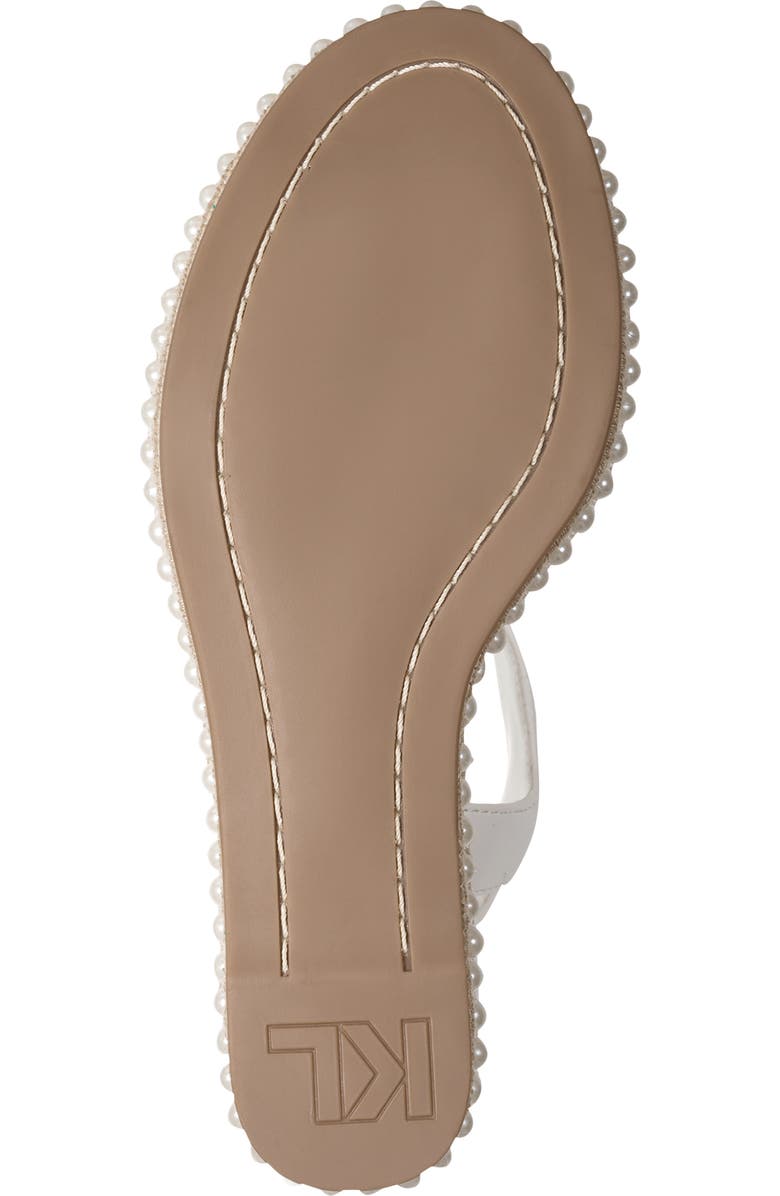 KARL LAGERFELD PARIS Calzona Embellished Espadrille Wedge Sandal, Alternate, color, Bright White