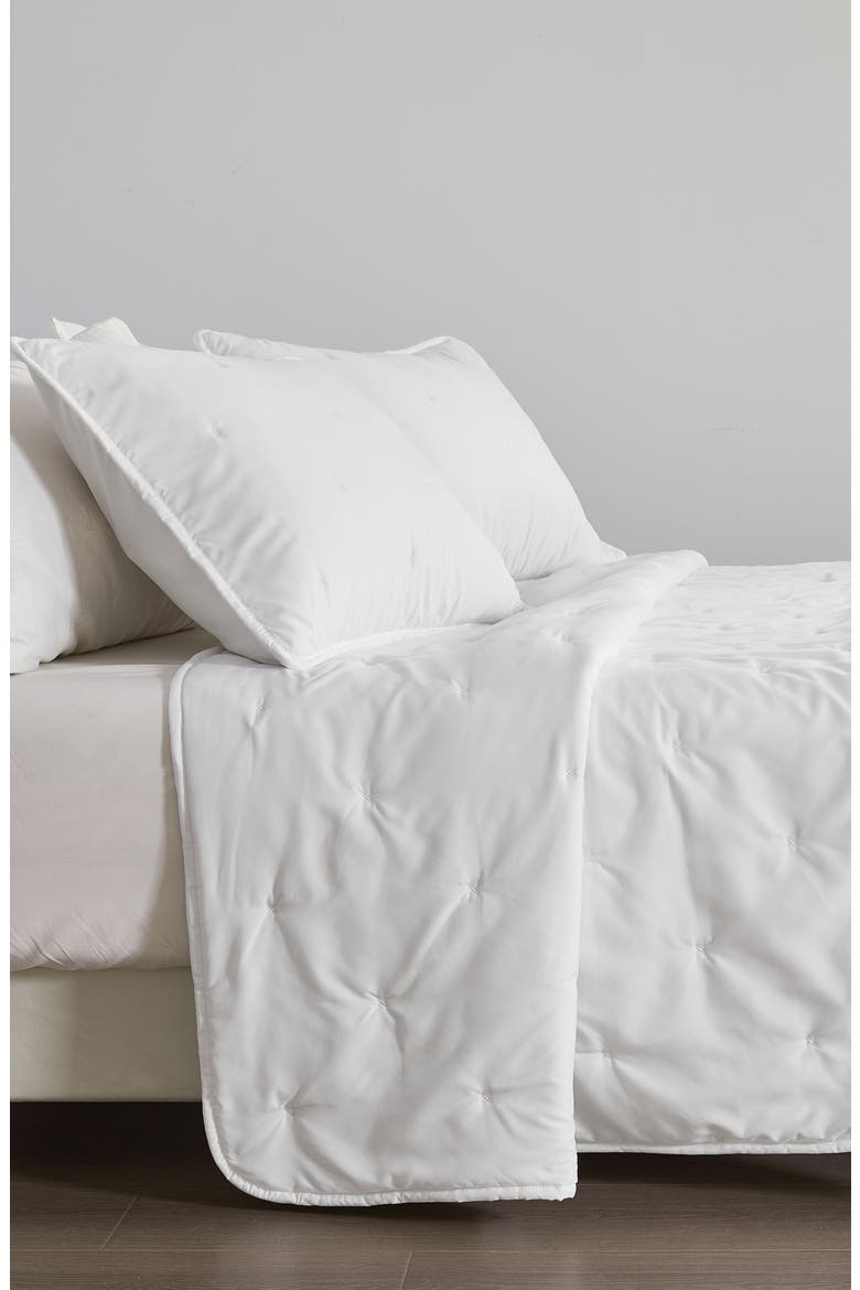 Dot Stitched Quilt Set, Alternate, color, WHITE