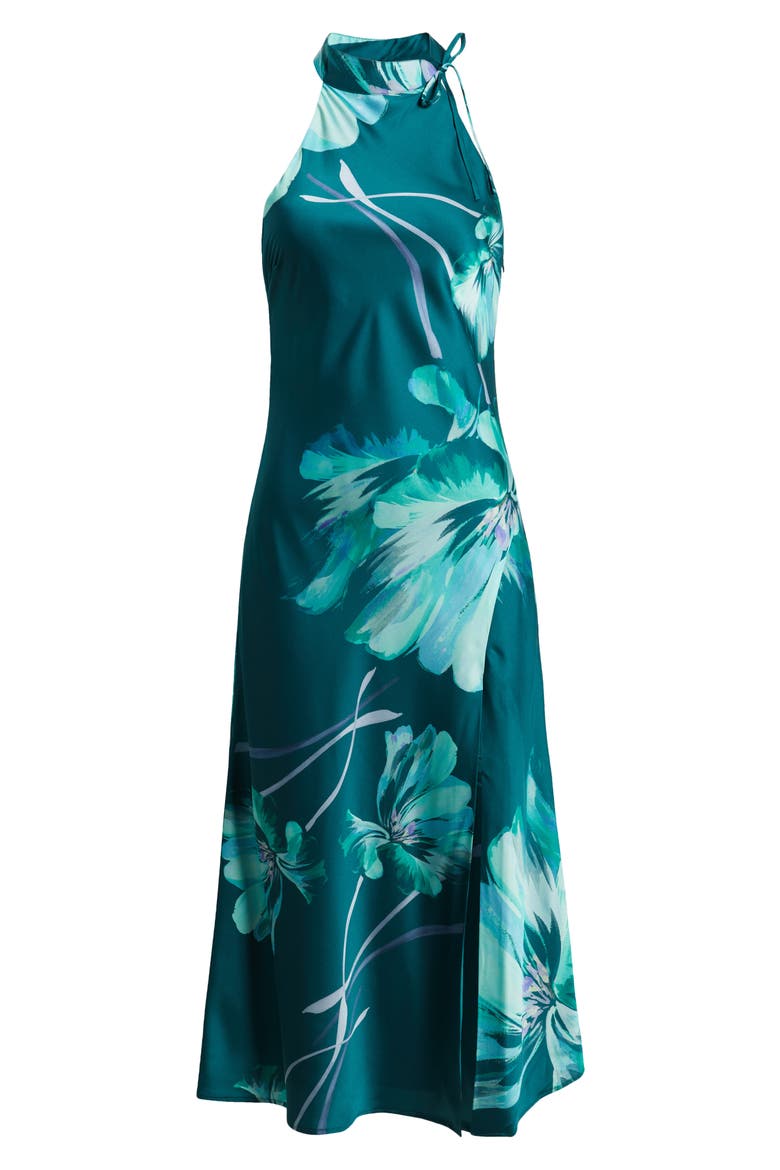 Floral Mock Neck Sleeveless Dress, Alternate, color, TEAL BLOOM