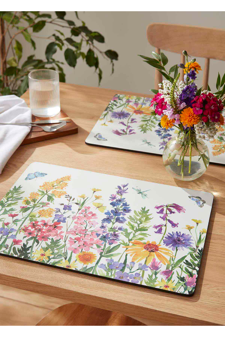 Wildflowers Set of 4 Cork Back Placemats, Alternate, color, Multi