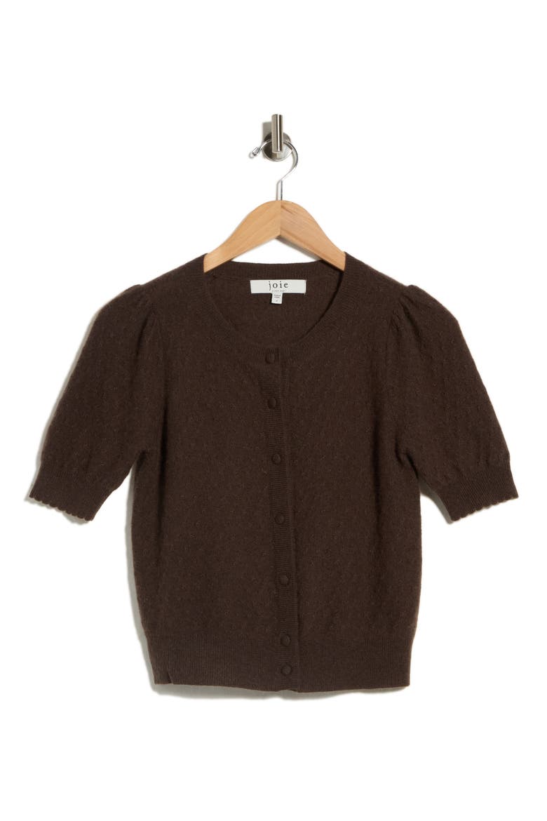 Pointelle Cashmere Cardigan, Main, color, TURKISH COFFEE