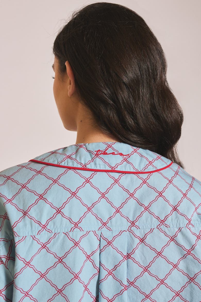 Cotton Lattice Cropped Pajamas, Alternate, color, Blue Lattice