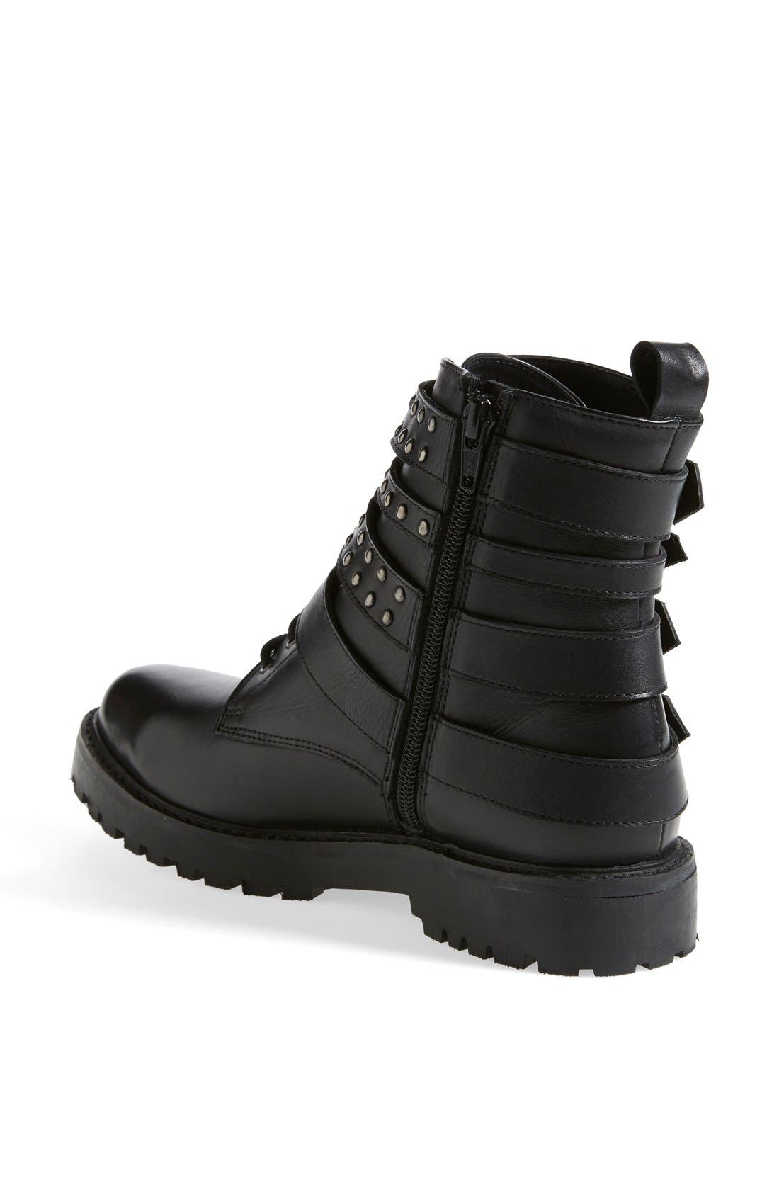 Topshop 'Apply' Lace-Up Biker Boot, Alternate, color, 